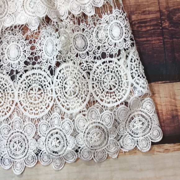 Sale! White Off Shoulder Crochet Lace Sheer Top - Picture 4 of 6